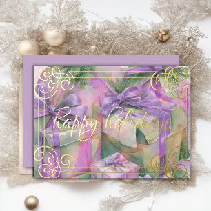 Waterverf van kerstcadeaus Perzik Mint Lavendel Folie Feestdagenkaart