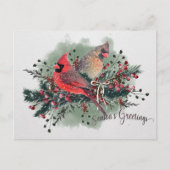 Waterverf van kerstontwerp voor kardinalen feestdagenkaart (Voorkant)
