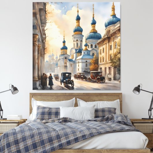 Waterverf van Kiev-Oekraïne Canvas Afdruk (Insitu (Slaapkamer))