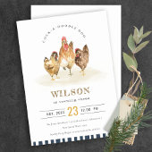 Waterverf van kippen Boerderij Veerdaagse uitnodig Bedankkaart