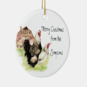 Waterverf van kippen Rooster Hen Boerderij Keramisch Ornament (Rechts)