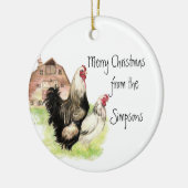 Waterverf van kippen Rooster Hen Boerderij Keramisch Ornament (Links)