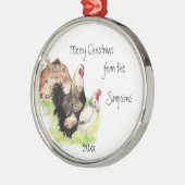 Waterverf van kippen Rooster Hen Boerderij Metalen Ornament (Links)