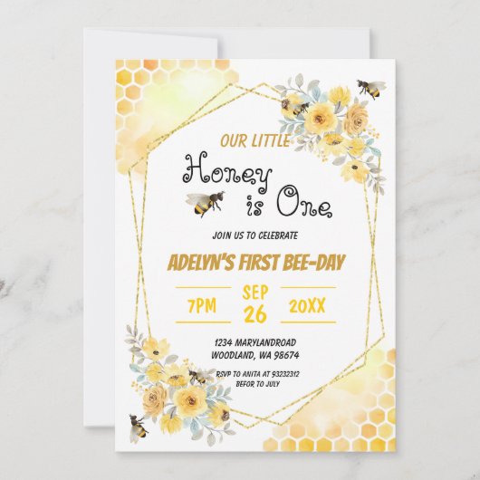 Waterverf van kleine honing kaart (Voorkant)