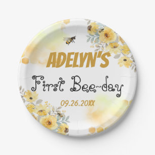 Waterverf van kleine honing  papieren bordje