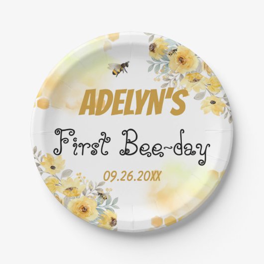 Waterverf van kleine honing papieren bordje (Voorkant)