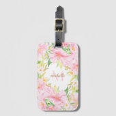 Waterverf van kleurrijk Floral Monogram botanische Bagagelabel (Voorkant (verticaal))