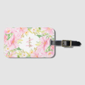 Waterverf van kleurrijk Floral Monogram botanische Bagagelabel (Voorkant (horizontaal))