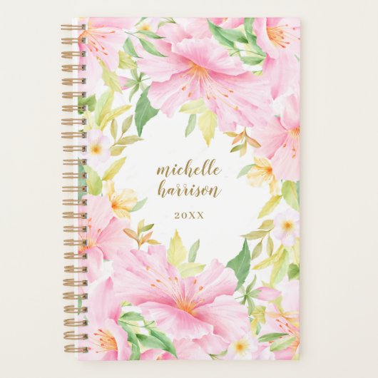 Waterverf van kleurrijk Floral Monogram botanische Planner (Voorkant)
