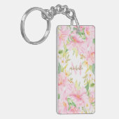 Waterverf van kleurrijk Floral Monogram botanische Sleutelhanger (Voorkant Links)