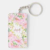 Waterverf van kleurrijk Floral Monogram botanische Sleutelhanger (achterkant)