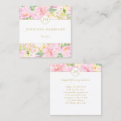 Waterverf van kleurrijk Floral Monogram botanische Vierkante Visitekaartje (Voorkant / Achterkant)