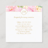 Waterverf van kleurrijk Floral Monogram botanische Vierkante Visitekaartje (Achterkant)