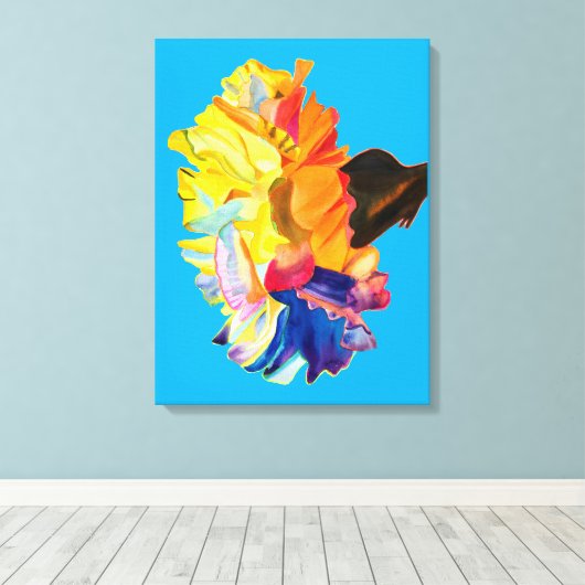 Waterverf van kleurrijke anjers canvas afdruk (Insitu (Houten vloer))