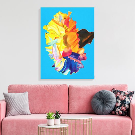 Waterverf van kleurrijke anjers canvas afdruk (Insitu (Woonkamer))