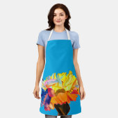 Waterverf van kleurrijke anjers schort (Gedragen)