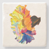 Waterverf van kleurrijke anjers stenen onderzetter (Voorkant)