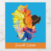 Waterverf van kleurrijke anjers wijn etiket (Enkel label)