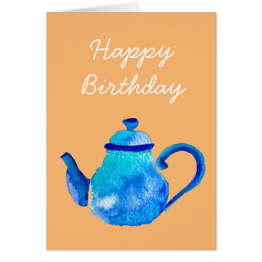 Waterverf van kleurrijke blauwe teapot (Voorkant)