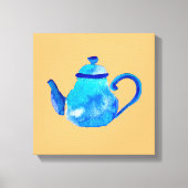 Waterverf van kleurrijke blauwe teapot canvas afdruk (Voorkant)