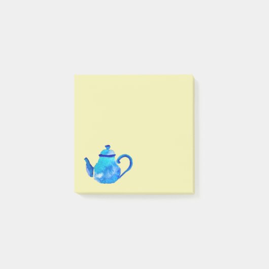 Waterverf van kleurrijke blauwe teapot post-it® notes (Voorkant)