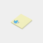 Waterverf van kleurrijke blauwe teapot post-it® notes (Schuin)