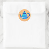 Waterverf van kleurrijke blauwe teapot ronde sticker (Tas)