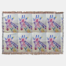 Waterverf van kleurrijke Giraffes Kunst Throw Rug Deken
