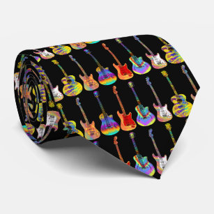 Waterverf van kleurrijke gitaren stropdas