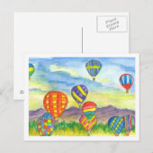 Waterverf van kleurrijke hot-luchtballonnen briefkaart (Voorkant / Achterkant)