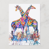 Waterverf van kleurrijke regenboogGiraffes Briefkaart (Voorkant)