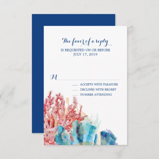 Waterverf van kleurrijke riffen | Weddenschap RSVP (Voorkant / Achterkant)