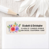 Waterverf van kleurrijke Rozen Floral Etiket (Insitu)