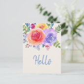 Waterverf van kleurrijke Rozen Floral Hallo Briefkaart (Staand voorkant)
