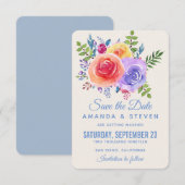 Waterverf van kleurrijke Rozen Floral Save The Date (Voorkant / Achterkant)
