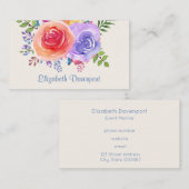 Waterverf van kleurrijke Rozen Floral Visitekaartje (Voorkant / Achterkant)