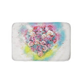  Waterverf van kleurrijke Rozen Hart Badmat (Voorkant)