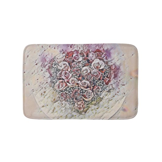  Waterverf van kleurrijke Rozen Hart Badmat (Voorkant)