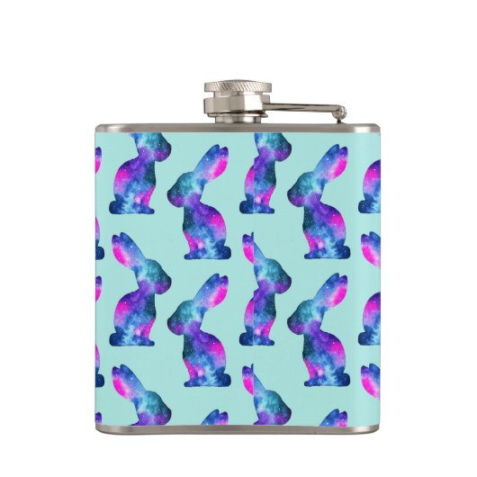 Waterverf van konijnenpatroon heupfles (Achterkant)