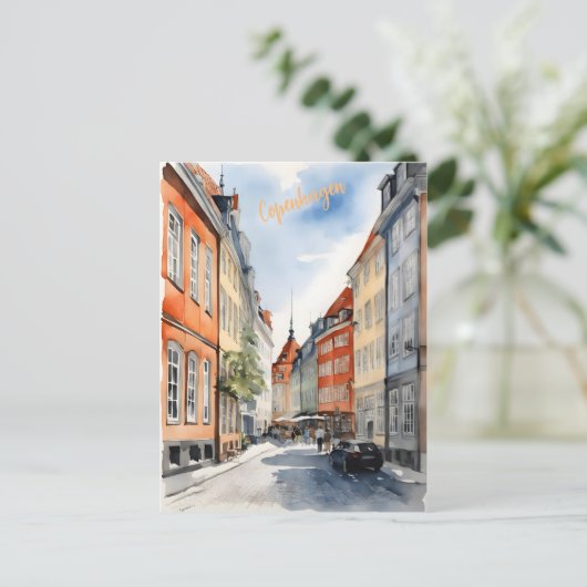 Waterverf van kopenhagen briefkaart (Staand voorkant)