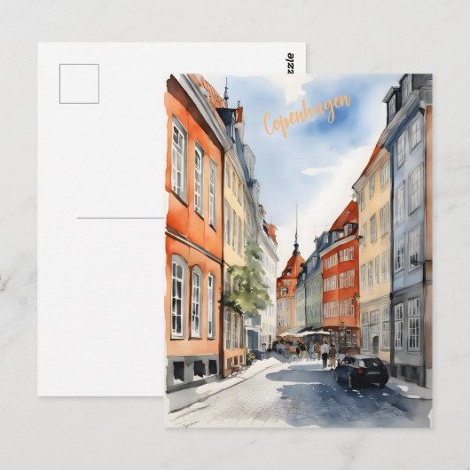 Waterverf van kopenhagen briefkaart (Voorkant / Achterkant)