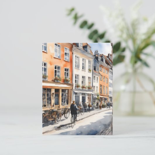 Waterverf van kopenhagen briefkaart (Staand voorkant)