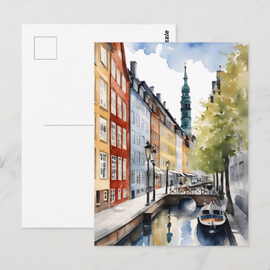 Waterverf van kopenhagen briefkaart (Voorkant / Achterkant)