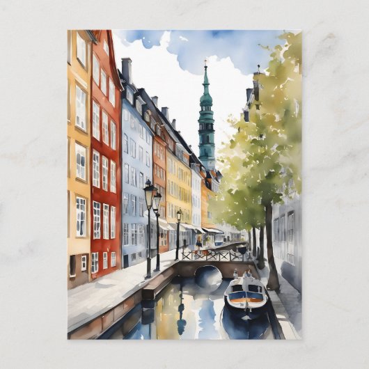 Waterverf van kopenhagen briefkaart (Voorkant)