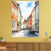 Waterverf van kopenhagen canvas afdruk (Insitu (Woonkamer))