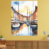 Waterverf van kopenhagen canvas afdruk (Insitu (Woonkamer))