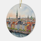 Waterverf van kopenhagen-denemarken keramisch ornament (Links)