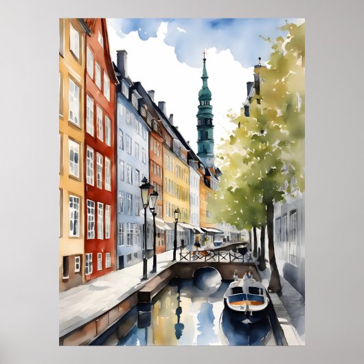 Waterverf van kopenhagen poster (Voorkant)