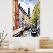 Waterverf van kopenhagen poster (Keuken)
