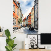 Waterverf van kopenhagen poster (Thuiskantoor)